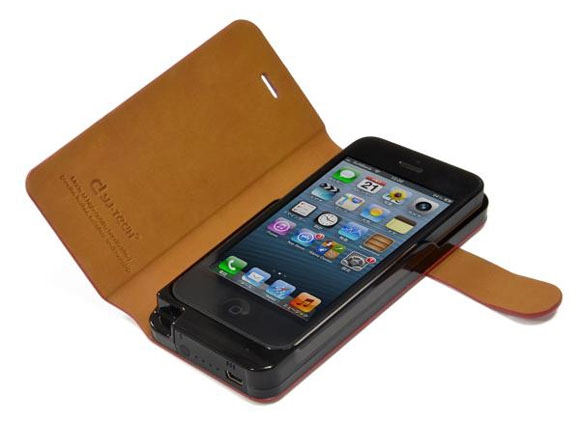 本革の手帳タイプでバッテリーまで搭載してるiphoneケース Leather Battery Case For Iphone5 Isuta イスタ おしゃれ かわいい しあわせ