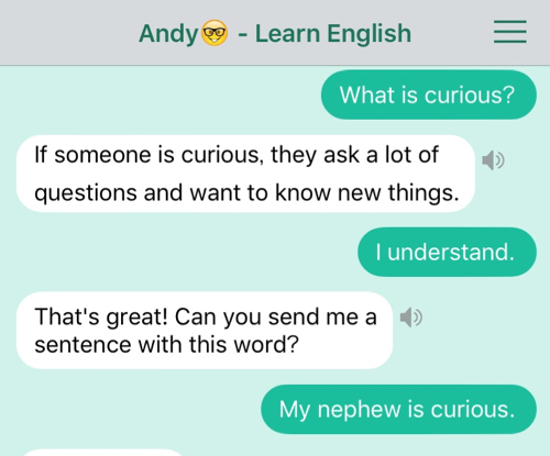 意外にハマる ロボットとチャットしながら英語を学べる Chat In English With Robot Andy Isuta イスタ 私の 好き にウソをつかない