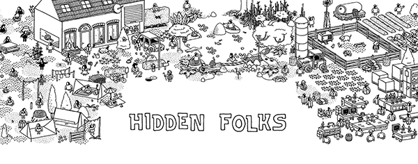 ウォーリーを探せの進化版アプリ Hidden Folks のモノクロの手描き