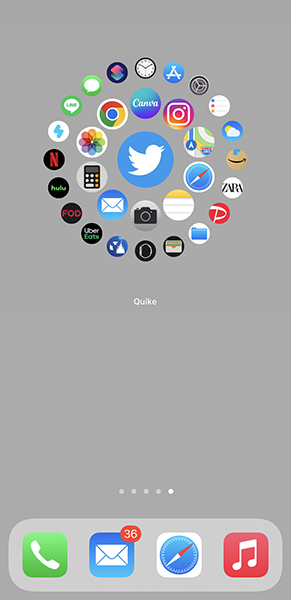 アイコンを円状に配置できる、アプリ「Quike Widget」