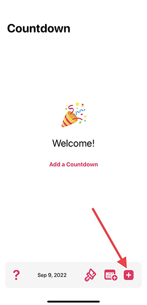 「Countdown with Emoji」を開いたら、右下のプラスボタンより操作をスタート