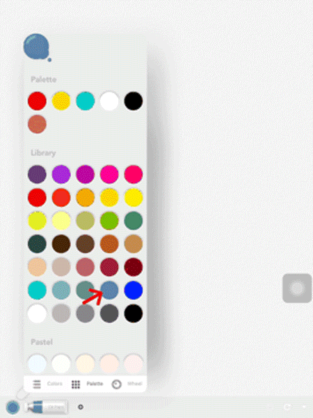 お絵描きアプリ「Art Set 4」の、カラーパレットを開いた画面