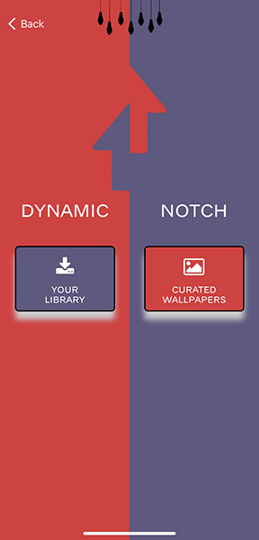 壁紙アプリ「Dynamic Notch」の操作画面