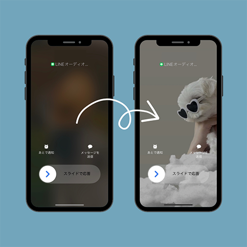 iPhoneのロック画面に表示される、LINEの着信画面