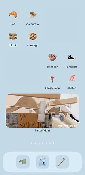 ウィジェットアプリ「InstaWidget」のウィジェットを、iPhoneホーム画面に追加した画像