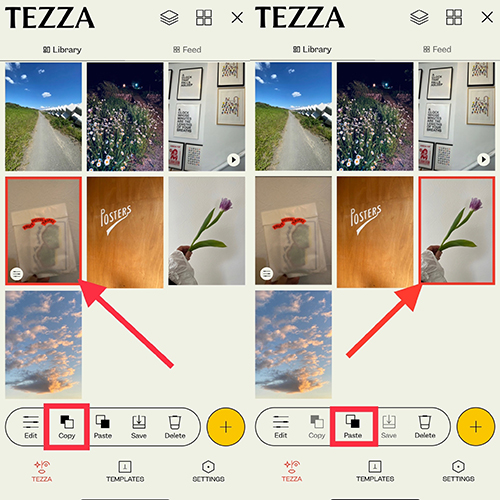 画像編集アプリ「Tezza」を操作する画面