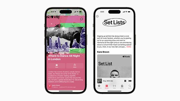 「Apple Music」コンサートディスカバリ機能　と、「Appleマップ」Apple Music Guideを表示したiPhone画面