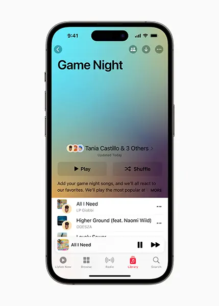 iOS 17に追加される「Apple Music」の『共同作業プレイリスト』操作画面