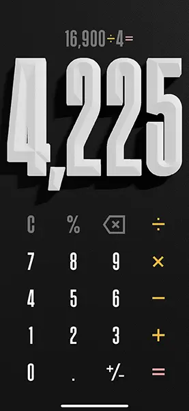 計算機アプリ「(Not Boring) Calculator」の操作画面