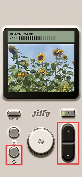 GIF動画撮影カメラアプリ「jiffy」の操作画面