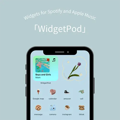 音楽ウィジェットアプリ「WidgetPod」をiPhoneホーム画面に追加した画面