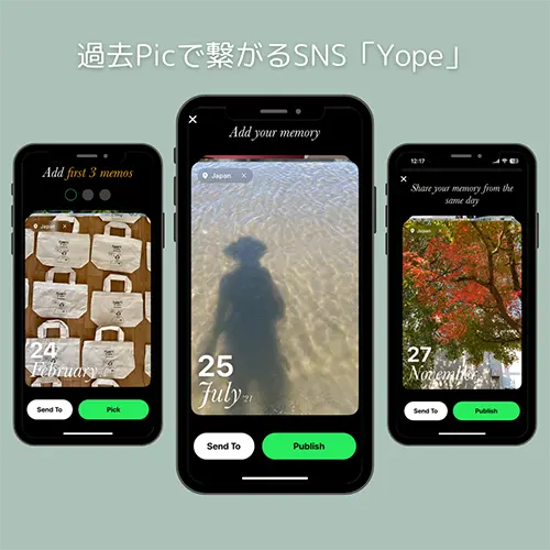 SNSアプリ「Yope」の投稿画面
