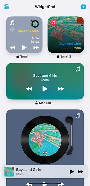 音楽ウィジェットアプリ「WidgetPod」のウィジェット編集画面