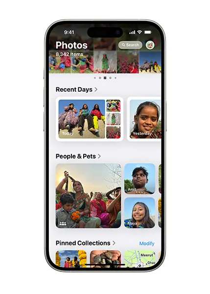 「iOS 18」の「写真」アプリ操作画面