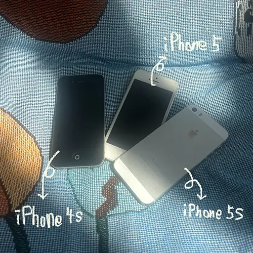iPhone 4S／iPhone 5／iPhone 5Sの端末を写した写真