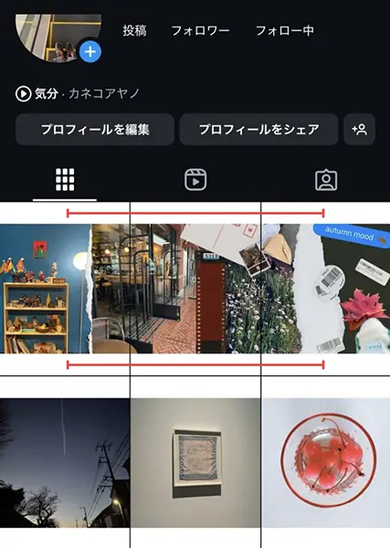 「Instagram」アプリの操作画面