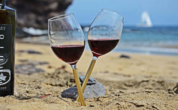 ビーチやキャンプでお役立ち！地面に突き刺して使うアウトドア用のワイングラスが便利