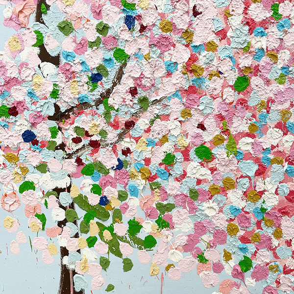 ダミアン・ハーストの作品「桜」に寄った様子