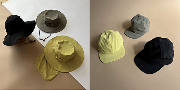コンパクトに折りたためる「Hurley × SRL pocketable hat」も便利そう