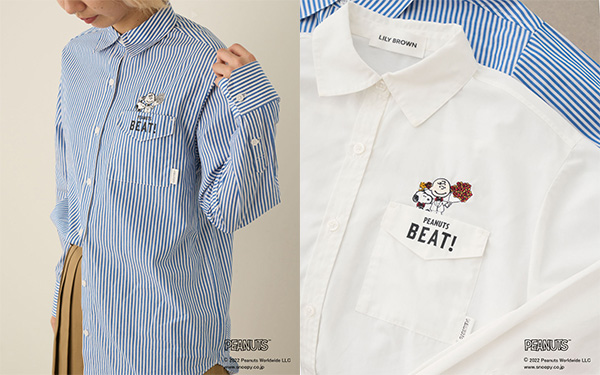 「LILY BROWN」と「PEANUTS」のコラボアイテムの「PEANUTS broad shirt」