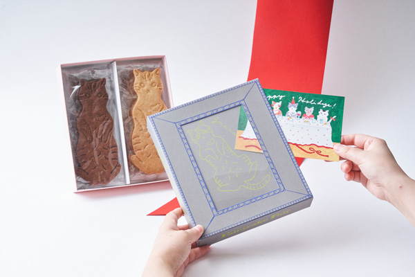 「LetterBOX cat cookie ネコクッキーレターボックス クリスマスオリジナルカード付き」のパッケージ