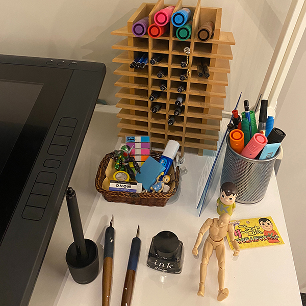 「のだめカンタービレ展」で再現された二ノ宮知子先生の机