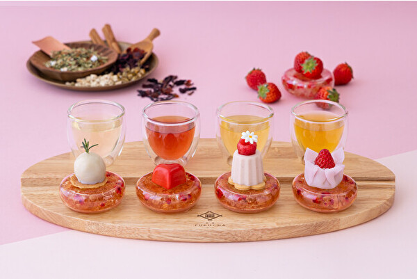 京都のカフェ「茶寮FUKUCHA」の春限定「ハーブティーと苺のペアリングセット」
