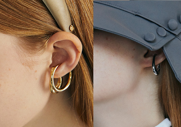 「IRIS47」の「ivy hoop ear cuff」「moon ear cuff」