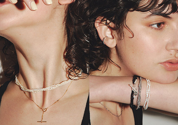 「les bon bon」の「pearl emotion necklace」「pearl emotion bracelet」