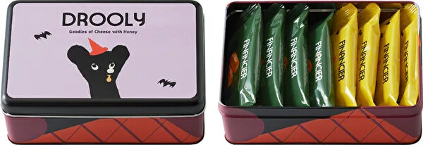 大阪・阪神梅田本店のスイーツブランド「DROOLY」で販売される新作「フィナンシェアソート・ハロウィン缶」のパッケージ