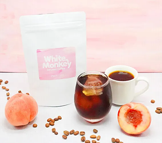 コーヒーブランド「White Monkey」で販売されるフルーツ香る新しいコーヒー「インフューズドコーヒー ピーチ」
