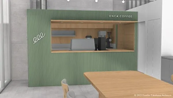 東京・神田のJINS東京本社1階にオープンする「ONCA COFFEE」の掘っ立て小屋をイメージしたコーヒースタンド