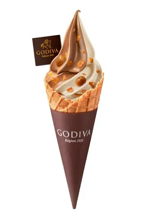 GODIVA秋冬の新作ソフトクリーム「つぶつぶマロン ソフトクリーム ミックスチョコレート マロン」のコーン