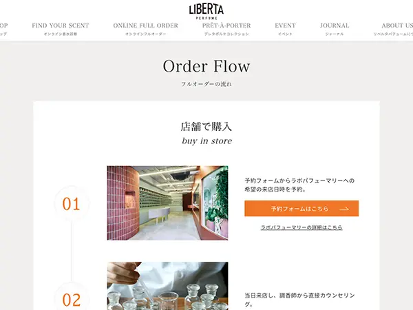 オーダーメイドパフュームブランド「Liberta Perfume（リベルタパフューム）」のラボパフューマリー中目黒店で行うフルオーダーの予約フォーム