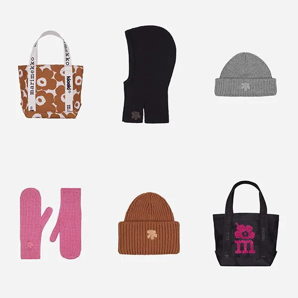 「マリメッコ」のニット帽やミトン、新作バッグは秋冬に大活躍する予感。いつものコーデに合わせたいもの揃い