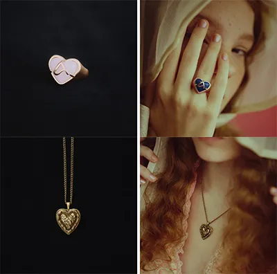 ANUの「amor's lovely ring」と「vintage heart necklace」