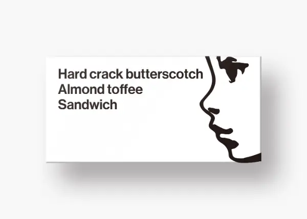 バター専門ブランド「CANOBLE」の新作ハードクラック バタースカッチを使った「アーモンド トフィー サンドウィッチ」のパッケージ
