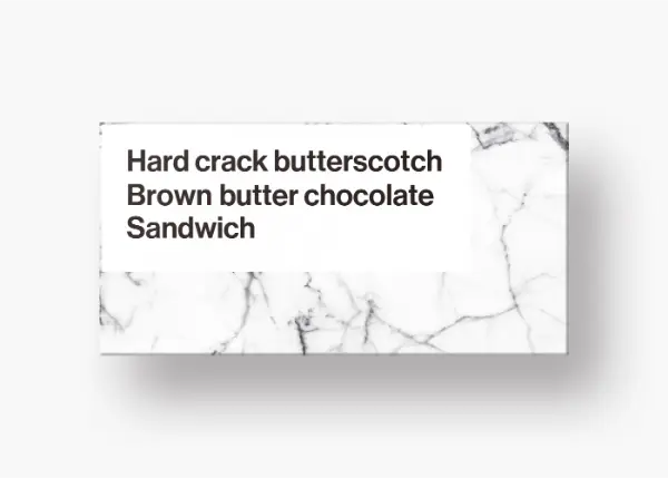 バター専門ブランド「CANOBLE」の新作ハードクラック バタースカッチを使った「ブラウンバター チョコレート サンドウィッチ」のパッケージ