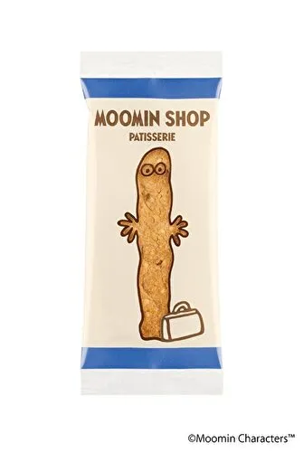 ムーミン史上初の公式パティスリー「ムーミンショップ パティスリー」のニョロニョロをイメージした「メープルナッツクッキー」の個包装パッケージ
