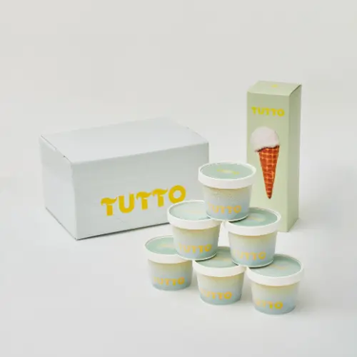 東京・清澄白河のヴィーガンジェラートブランド「TUTTO」のお取り寄せできる「カップジェラート+ワッフルコーンBOX」