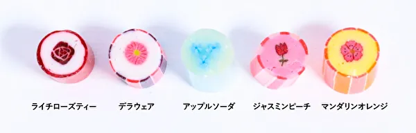 クラフトキャンディ専門店「パパブブレ」のバラをテーマにしたバレンタインアイテム「バレンタインミックス」のキャンディ5種類