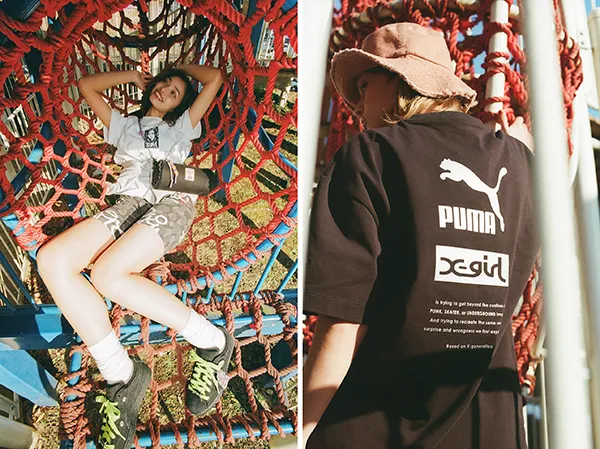 X-girlとPUMAのコラボアイテムの着用画像