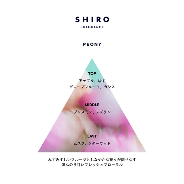 SHIROの限定フレグランスシリーズの『ピオニー』のフレグランスチャート