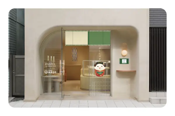 スイーツブランド「パステル 表参道店」、京都の「祇園辻利」のコラボした期間限定ショップの外観イメージ