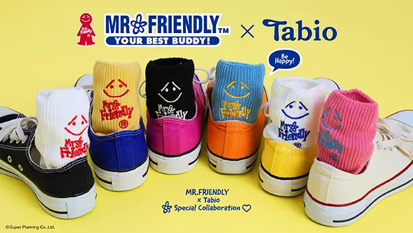 「MR.FRIENDLY×Tabio」の「MR.FRIENDLY BIG刺繍ソックス」