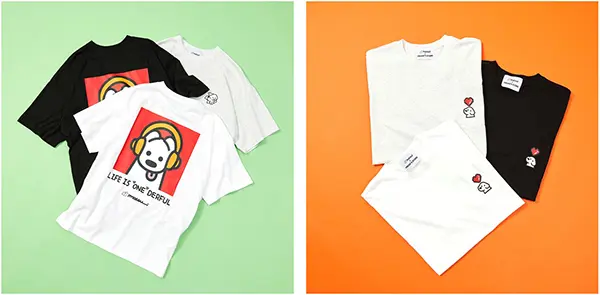 「matsui（マツイ）× FREAK'S STORE（フリークス ストア）」のコラボTシャツ「別注『ミュージック』バックプリント クルーネック半袖Tシャツ」と「別注『Pixel&dog1』ワンポイント クルーネック半袖ポケットTシャツ」