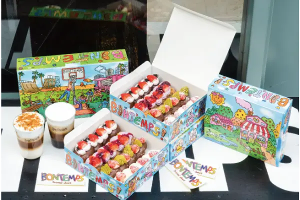 韓国で人気のドーナツカフェ「ボンタン」オリジナルパッケージのドーナツ4個入ボックス