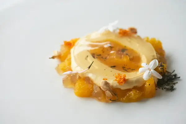 ミスターチーズケーキの初夏限定フレーバー「Mr. CHEESECAKE Orange Jasmine」に使われる素材イメージ