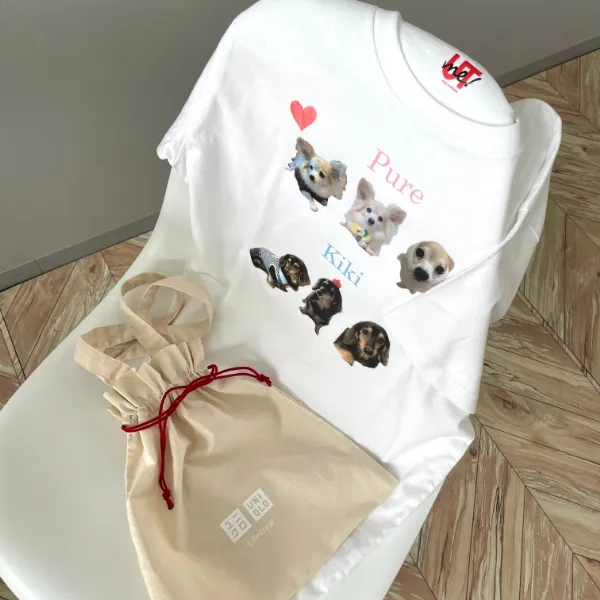 ユニクロの『UTme!』サイトで作ったオリジナルTシャツとユニクロのギフトバッグ