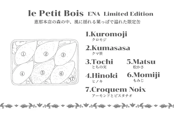 スイーツブランド「パティスリーGIN NO MORI」の店舗限定クッキー缶「森の恵みクッキー プティボワ恵那本店限定缶」の内容イメージ